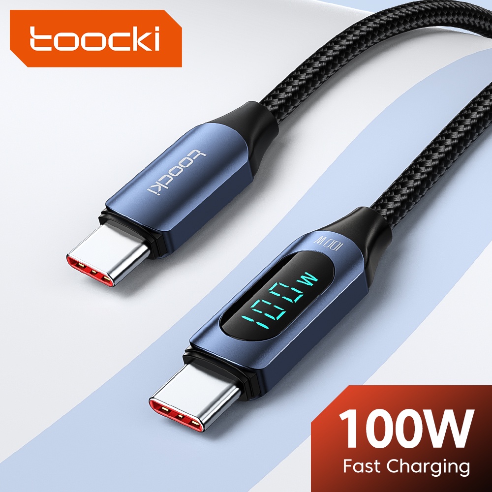 Toocki 100W QC4.0 PD USB Type C เป็น Type C สายเคเบิลชาร์จเร็ว จอแสดงผลดิจิตอล สายเคเบิลข้อมูล