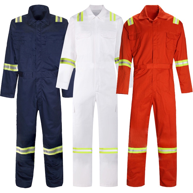 ℡Size M-5XL Men 100% Cotton Work Coveralls Repairman Coveralls with Reflective Strip Working Welding Uniforms Safety Clo