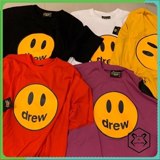 DREW HOUSE SMILEY FACE PRINT SHORT SLEEVE T-SHIRT เสื้อยืดคอกลมแขนสั้น แบรนด์ดรูเฮ้าส์ จัสตินบีเบอร์ ยิ้ม ผ้าฝ้าย 100%