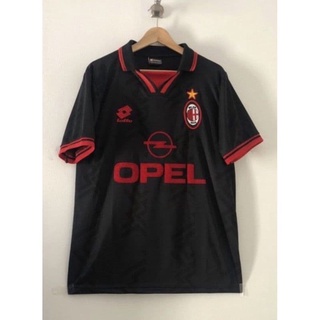 เสื้อกีฬาแขนสั้น ลายทีม RETRO AC MILAN 3rd BLACK 1996