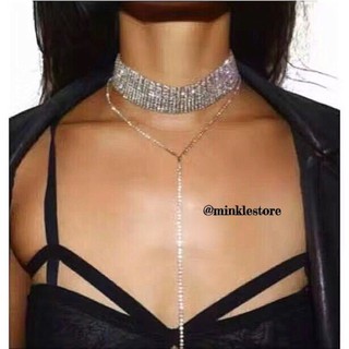 พร้อมส่ง ✅ โชกเกอร์ สร้อยเพชร choker 💎🧊 สร้อยคอ จี้ เครื่องประดับ ผู้หญิง ปาร์ตี้ ฮาโลวีน งานแต่ง งานสละโสด necklace