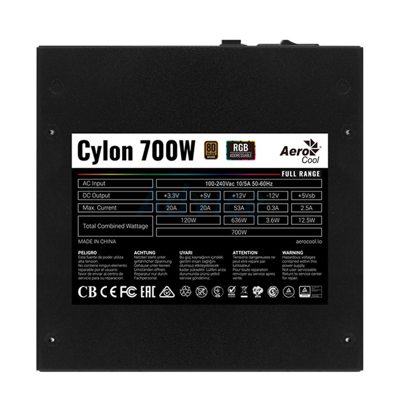 PSU (80+Bronze) AeroCool CYLON RGB 700W.