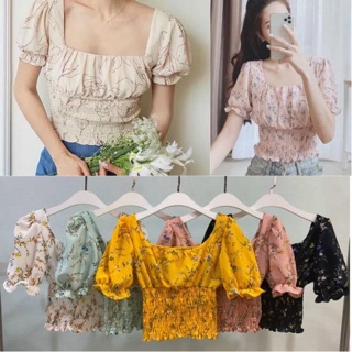 ✨พร้อมส่งค้าา👗 เสื้อแฟชั่นลายดอก สุดฮิต เก็บทรงเป๊ะม๊วกกก
