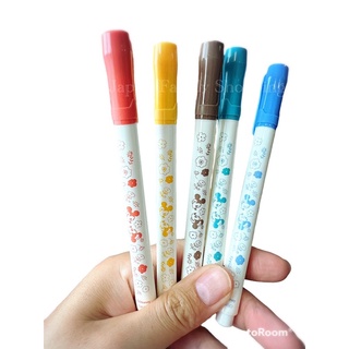 🚘พร้อมส่ง ปากกาไฮไลท์ Disney Marker Pen ลาย Mickey &amp;Minnie แพ๊คละ 5 สี🇯🇵ของแท้ disney store Daiso japan