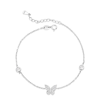 SILVER THAI cubic Zirconia butterfly bracelets  silver สร้อยข้อมือเงินแท้925 จี้ผีเสื้อใส่ออกงานเล่นไฟสวย