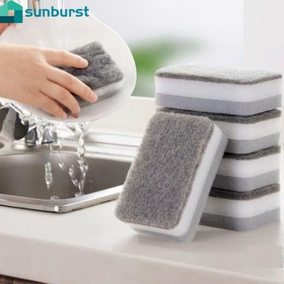 5Pcs Household Double Side Three Layer Sponge/Kitchen Cleaning Brushe Tools Scouring Pad