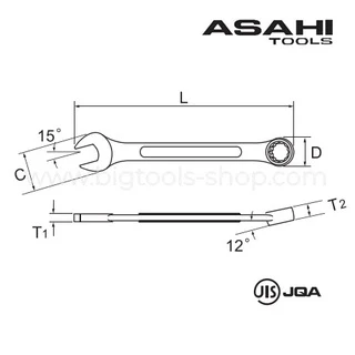 อาซาฮี : Asahi ประแจแหวนข้างปากตาย ขนาด 6-17 มม.