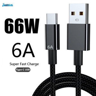 สายชาร์จ USB Type C แบบไนล่อนถัก 1/2 เมตร / สายชาร์จ 6A 66W ชาร์จเร็ว สําหรับโทรศัพท์มือถือ Android