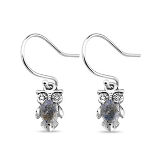 Silver thai Sterling Silver Teardrop Labradorite Hook Earrings ต่างหูตะขอเกี่ยวลาบราโดไรท์เงินแท้925