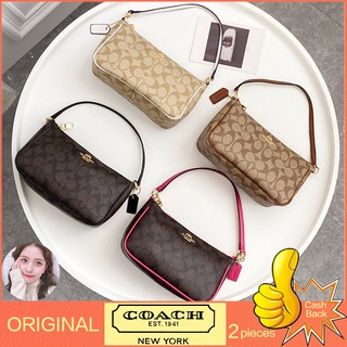 【จัดส่งฟรี】ของแท้ 100% Coach กระเป๋าสะพายผู้หญิง กระเป๋าถือ กระเป๋าไพ่นกกระจอก 36674