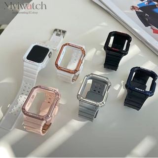 สายนาฬิกาข้อมือซิลิโคน พร้อมเคส สําหรับ Apple Strap 44 มม. 40 มม. 41 มม. iWatch series 7 6 SE 5 4 3 2 1 Sport Electric Wristband 45 มม. 42 มม. 38 มม.
