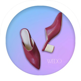 WEDO รองเท้าส้นสูงหนังไมโครไฟเบอร์ รุ่น RICHIE สี REDWINE