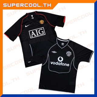 Manchester United Away 2000/01 2007/08 เสื้อบอลย้อนยุค เสื้อแมนยูย้อนยุค AIG Vodafone Black