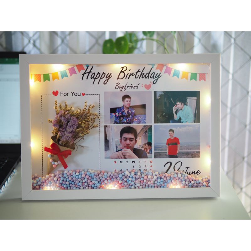 รูปพร้อมกรอบติดไฟใส่ช่อดอกไม้ กรอบทรงลึก 2 ซม. รูปที่ 3