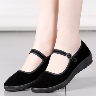 สุภาพสตรีสีดำรองเท้าผ้าลื่นรองเท้าเต้นรำรองเท้าผ้าใบ Women Black Flat Single shoes