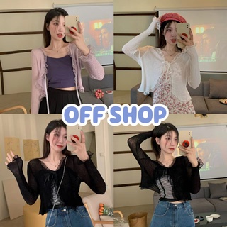 OFF SHOP พร้อมส่ง (OFF-9515) เสื้อคลุมไหมพรม ซีทรู ลูกไม้เซ็กซี่เบาๆใส่สบายเกาหลีๆ