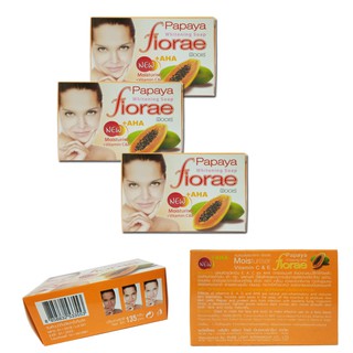 Fiorae papaya soap สบู่สมุนไพรมะละกอ ฟิออเร่ 3 ก้อน ผิวขาวใส