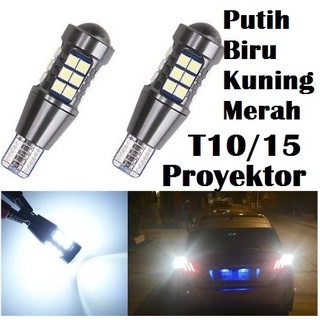 Lampu LED T10 T15 27 SMD proyektor canbus mundur senja sein t16 w16w mobil motor sein sign riting