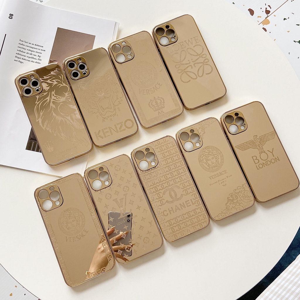 เคสโทรศัพท์มือถือชุบด้วยไฟฟ้าแบรนด์อินเทรนด์เหมาะสําหรับ IPhone 7 8 Plus SE 2020 X XR XS Max 11 12 Pro Max Creative Small Gold Bar Anti-fall แฟชั่นฝาครอบป้องกันโทรศัพท์มือถือ