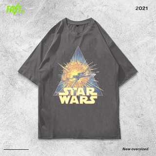 ย้อนยุคเสื้อยืด ขนาดใหญ่ พิมพ์ลายโลโก้ Star Wars สไตล์วินเทจS-5XL