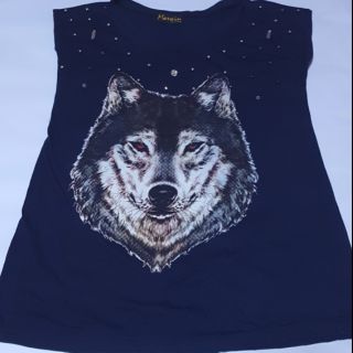 [Used] เสื้อยืดพิมพ์ลาย ปักริ้ม