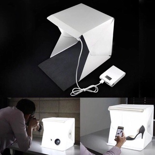 cherry กล่องถ่ายภาพสินค้า : Light room box ขนาด 22.6x23x 24cm-ฉากหลังสีขาว+ดำ (LED Kit+Micro USB)