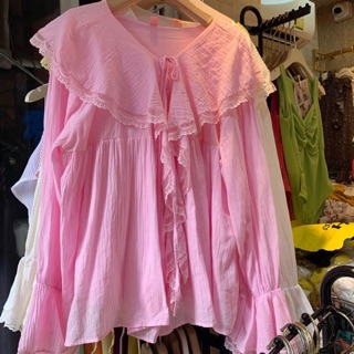 เสื้อผ้าฝ้ายแขนยาวระบาย