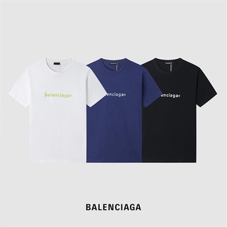 [S-5XL]Balenc&amp;a เสื้อยืดแขนสั้น ผ้าฝ้าย พิมพ์ลายตัวอักษร พลัสไซซ์ สําหรับผู้ชายและผู้หญิง