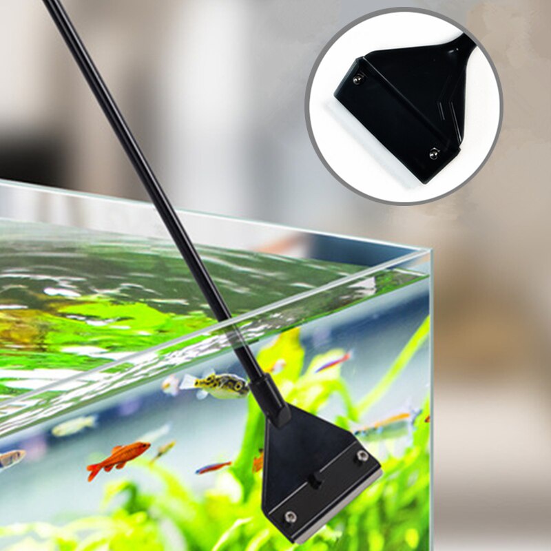 Fish Tank Algae Removal Scraper Stainless Steel Silicone Blade Water