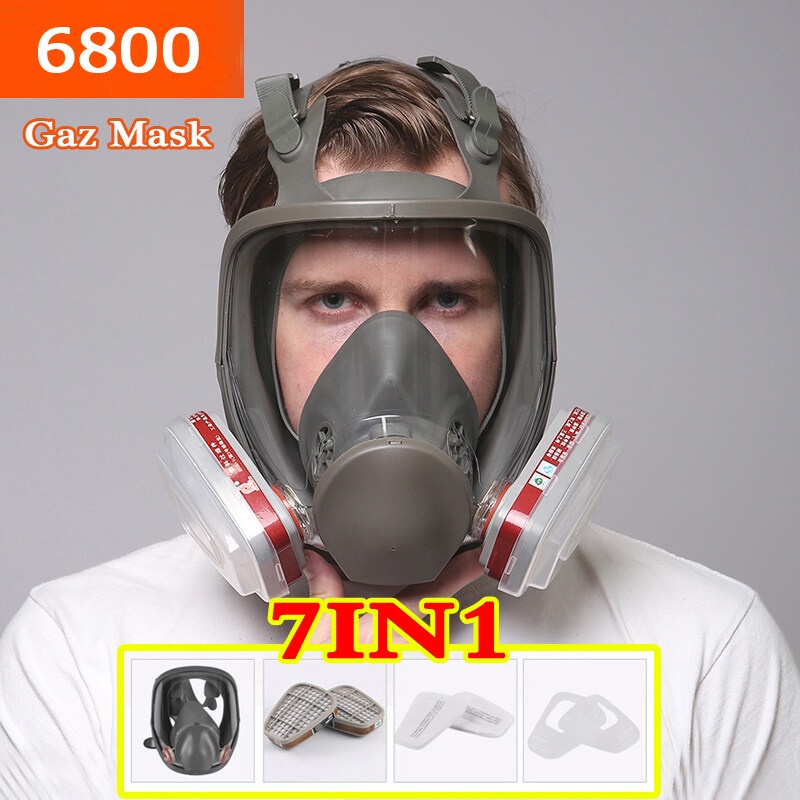 หน้ากากกันแก๊ส หน้ากากกันสารเคมี รุ่น 6800 จัดชุด7ชิ้น ป้องกันสารเคมี/ฝุ่น แผ่นกรอง หน้ากากป้องกันสารเคมี พร้อมตลับกรอง