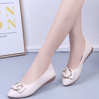 ✹Peas shoes women s shoes 2021 new soft-soled summer mother s single shoes อเนกประสงค์สุภาพสตรีรองเท้าส้นเตี้ยหนังนิ่มชี