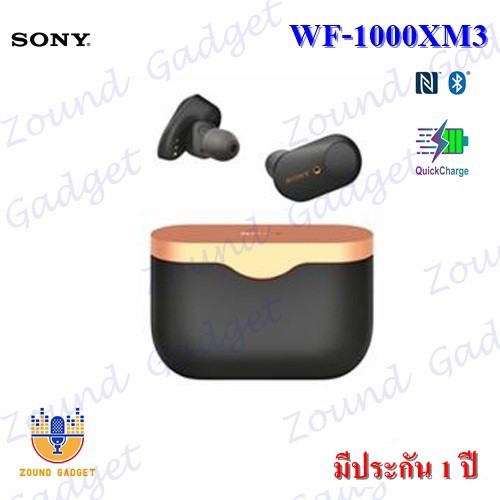 Sony WF-1000XM3 Truly Wireless Noise Cancelling หูฟังไร้สายขนาดเล็กตัวท็อป ระบบตัดเสียงรบกวน มีประกัน 1 ปี -Black