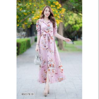 Maxidress เดรสยาวพิมพ์ลายดอกไม้ทั้งตัว