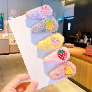 🌸กิ๊บติดผมตุ๊กตาขนนิ่ม🌸 กิฟติดผมเด็ก สไตล์เจ้าหญิงน่ารัก🌼 แบบเซต5ชิ้น กิ๊บติดผมเด็ก