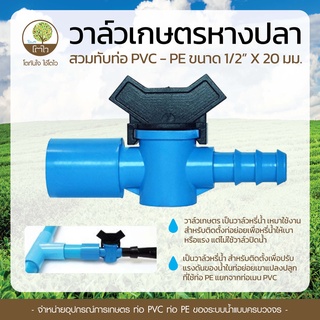 วาล์วสวมท่อ แบบหางปลา PVC+PE ขนาด1/2"x20mm. - โตไว