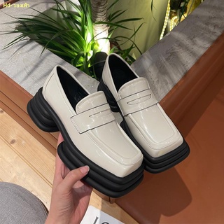 ❤จัดส่งทันที❤2022 ใหม่รองเท้าหนังขนาดเล็กแพลตฟอร์มแพลตฟอร์ม loafers ผู้หญิงสแควร์ toe รองเท้า