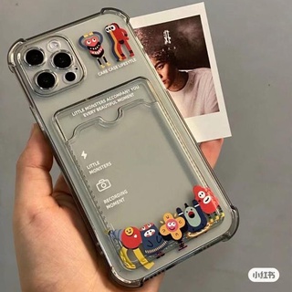 การออกแบบซองใส่การ์ด โปร่งใส สัตว์ประหลาดตัวน้อย ลวดลาย เคสไอโฟน IPhone 7 8 Plus X Xs Xr  XsMax 11 11Pro 11promax 12 12Pro 12ProMax 13 13pro 13promax เคสโทรศัพท์ซิลิโคน Ktgs