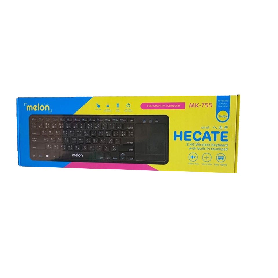 Melon MK-755 Hecate 2.4G Wireless Keyboard with built-in Touchpad คีย์บอร์ดไร้สาย - (ดำ)