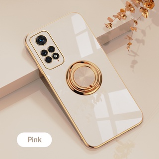 Redmi Note 11 4G Magnetic Stand Protective Case For Xiaomi Redme Note11 11Pro Note 11S 11T 11 S T Plating Silicone Cover Fundas