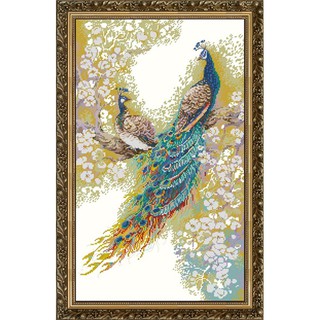 ชุดปักครอสติช นกยูงคู่ นกยูง (Peacock cross stitch kit)