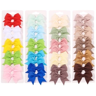 เครื่องประดับผม กิ๊บติดผม ริบบิ้น โบ น่ารัก สีสันสดใส สําหรับเด็กผู้หญิง 10 ชิ้น / ชุด