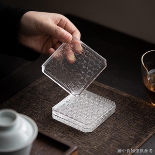 [Glacier Glass Coaster] [ฉนวนกันความร้อน กันลวก] สไตล์ญี่ปุ่น ที่รองแก้ว ทรงสี่เหลี่ยม ที่วางแก้ว ฐานถ้วยชา อุปกรณ์เสริมชุดน้ําชา จานรองชา ขนาดเล็ก ฉนวนกันความร้อน