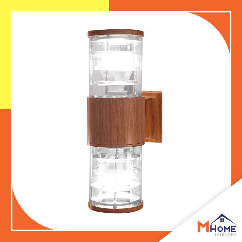 FINEXT โคมไฟผนังนอก มิเนียม 2L รุ่น A119 ลายไม้