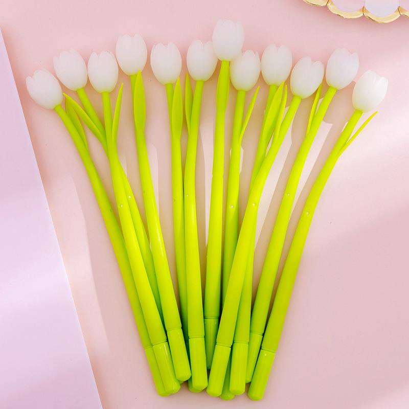 1pcs Korea creative photochromic tulip silicone gel pen small fresh cute student exam writing pen