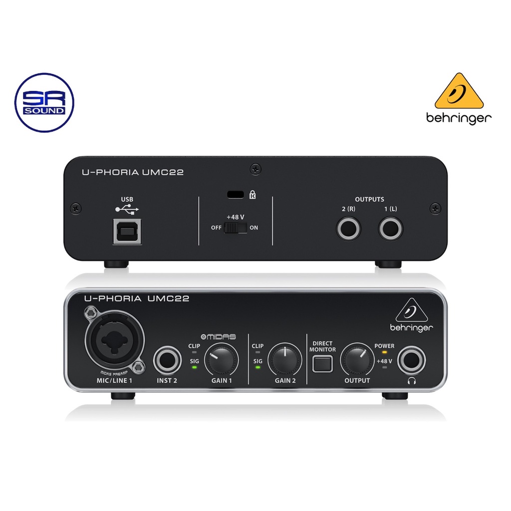 Behringer UMC22 ออดิโออินเตอร์เฟส Audio Interface Audio Interface 2×2 USB Audio Interface UMC-22 UMC