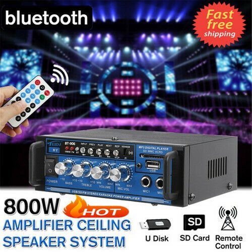 Hifi Power Stereo Audio Amplifier bluetooth FM USB SD Home KTV Cinema Radio Music Player Car Amplifie VP8X