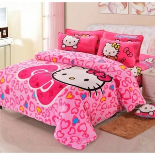 ชุดเครื่องนอนลายคิตตี้น่ารักหวานๆ. ขนาด 3.5,5,6 ฟุต ผ้าปูที่นอน + ผ้านวมครบชุด