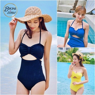 🏖BikiniTime (M-XL) SB60 มี2สี บิกินี่ วันพีซ ชุดว่ายน้ำแฟชั่น บราตกแต่งเป็นทรงโบว์ เก็บสายใส่เกาะอกได้ สวยเซ็กซี่