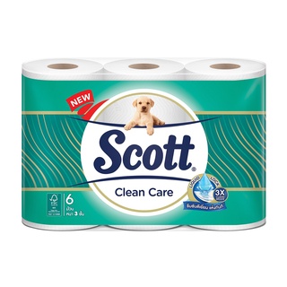 ทิชชูม้วน  สก๊อตต์ คลีนแคร์ สีฟ้า แพ็ค 6 ม้วน กระดาษทิชชู Roll tissue Scott clean care blue pack 6 rolls