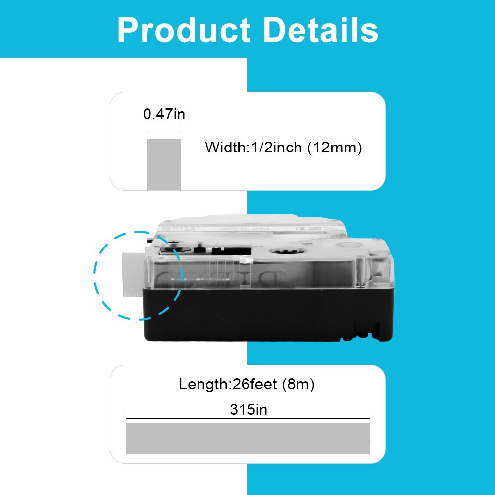 KTAPE เทปพิมพ์อักษร สำหรับ Epson LabelWorks ขนาด 12mm รูปที่ 8
